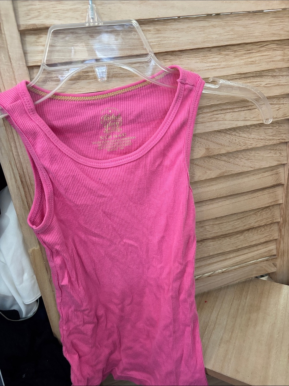 Girls Faded Glory Hot Pink Ribbed Tank Top Small